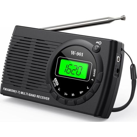 Radio Portable FM/AM/SW   Mini Transistor avec Excellente Réception, Connexion Casque et Grand Écran, Idéal pour Voyages