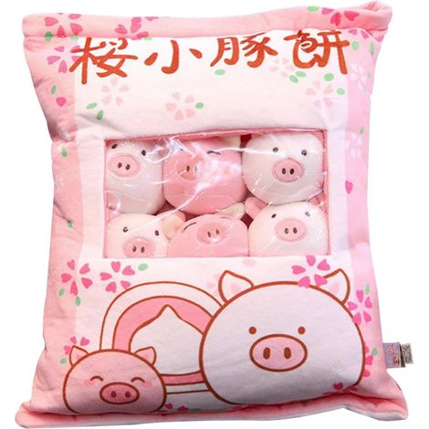 Snack Pillow, Cute Pig Pudding Plush Toy with 8 Removable Small Pig Plush Toys, Safe Skin-Friendly Stuffed Animal Toy, Gifts for Teens, Girls, Kids, Party (1/5)