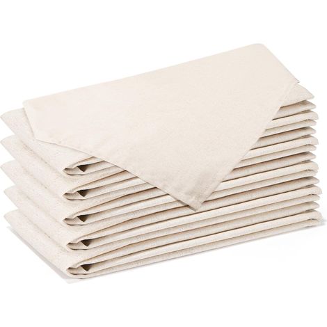 Lot de 6 serviettes en coton et lin - 42 x 42 cm - Réutilisables - Pour fête, mariage, maison, fête nuptiale - Décoration de table - Beige (1/5)