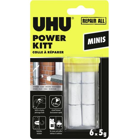 UHU Powerkitt Mini Reparaturkleber â€“ 2-Komponenten-Epoxidharz zum Kleben, FÃ¼llen, Abdichten, Reparieren, Innen- und AuÃŸenbereich, Grau, 6 x 5g