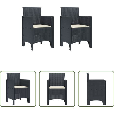 Chaise de terrasse - Chaise de jardin 2 pcs Anthracite 53 x 49 x 85 cm Polypropylène (1/5)