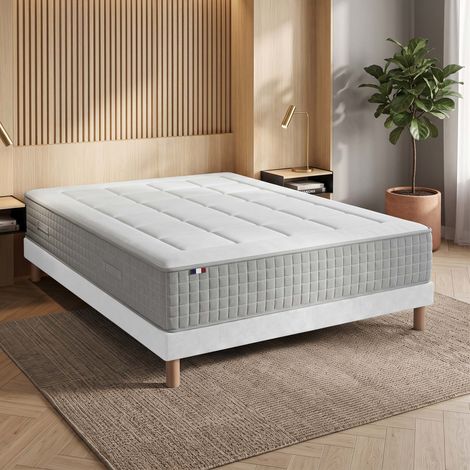 Ensemble matelas ressorts MAX sommier déco blanc 140x190cm (1/5)