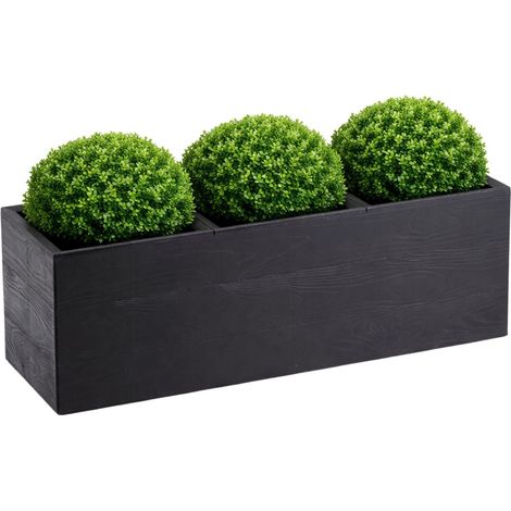 Betonique Blumentopf auf Rollen, Recyclingkarton, schwarz, 90 x 30 x 30 cm (1/5)