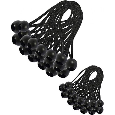 Tendeur élastique 30 pièces, tendeur de bâche, cordon élastique, pour pavillon, bâche, camping, tente, harnais d'extension de rideaux (200 mm et 150 mm) (1/5)