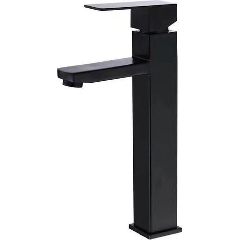 Robinet de Salle de Bain Noir Acier Inoxydable, Robinet Cascade Moderne avec 2 Flexibles pour Maison Hôtel (1/5)
