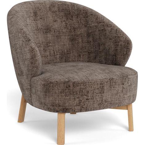Sillón Norsica 1064, Marrón oscuro + Roble, 78x78x78cm, Tapiz, Patas: Madera, 0 (1/5)