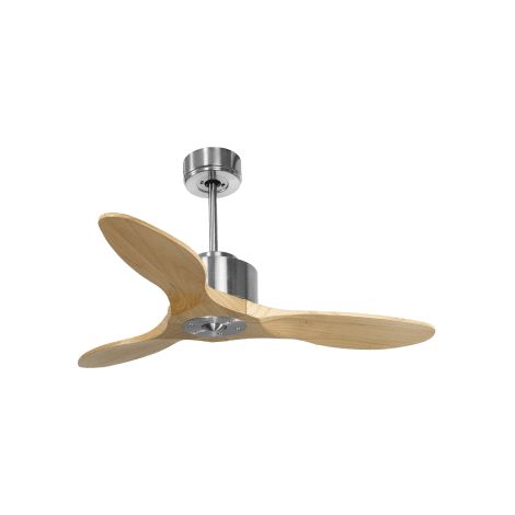 Modulo Regular Ring  - Super destratificateur et ventilateur DC 106 cm chrome pales bois  clair sans Lumière  15 à 20 m²