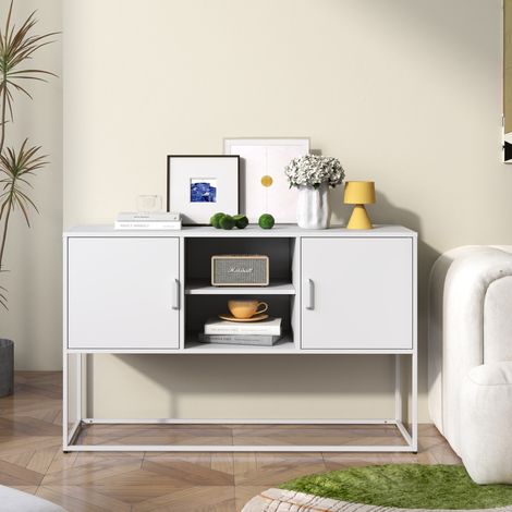 Sideboard Schrank Aufbewahrung Metall 120 cm Weiß OKMYHOME (1/5)