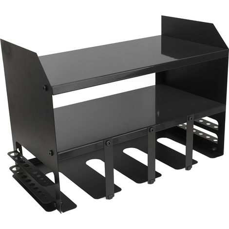 Organisateur d'outils électriques à 4 emplacements, structure en fer, support de perceuse compact et multifonctionnel, fixation murale pour atelier ou entrepôt, noir (1/5)