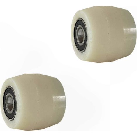 Roue de renvoi robuste de 80 mm x 70 mm avec roulements, compatible avec transpalette et accessoires pour chariot élévateur. Jeu de 2 galets tendeurs à courroie plate. (1/5)