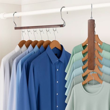 Youyijia 4 Pack Space Saving Hangers Wardrobe Organiser with 360° Swivel Hook (Hangers Not Included) (Brown) (1/5)