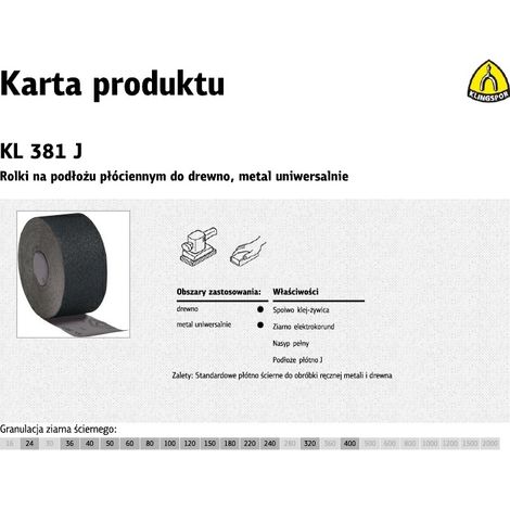 Klingspor rolka na podłożu płóciennym kl381j 150mm gr.150 (50mb)