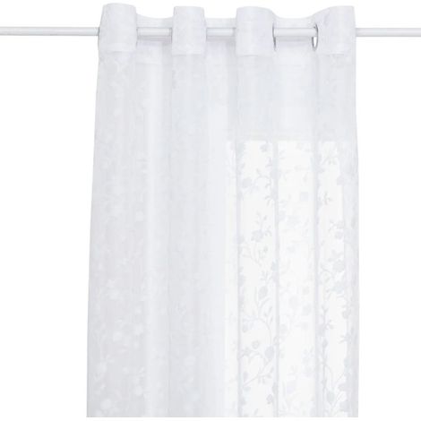 Rideau Voilage Motif Abstrait "Lazi" 140x240cm Blanc (1/2)