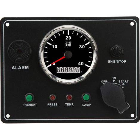Tableau de bord marin multifonction 12V 4000 tr/min, panneau de commutation RV rétroéclairé rouge avec alarme pour bateau, yacht, camping-car (1/5)