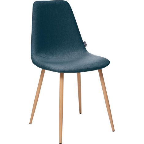 Lot de 2 chaises style Vintage "Marylin" pieds métal imitation hêtre Atmosphera - Bleu denim - Bleu denim - (1/2)