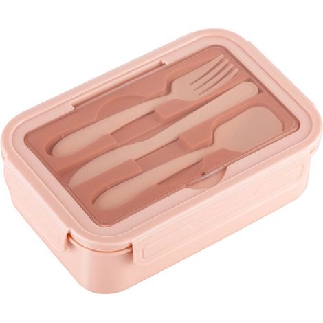 Boîte à déjeuner Bento pour enfants et adultes avec 3 compartiments couverts anti-fuite 1400ml en plastique Snacks boîte à aliments pour micro-ondes（rose） (1/3)