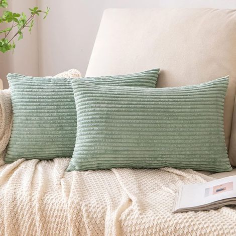 Housse de coussin en velours côtelé, housse de coussin décorative, coussin de canapé, coussins décoratifs doux en velours côtelé pour canapé, fauteuil, chambre à coucher, 30 x 50 cm (12 x 20 pouces), (1/5)