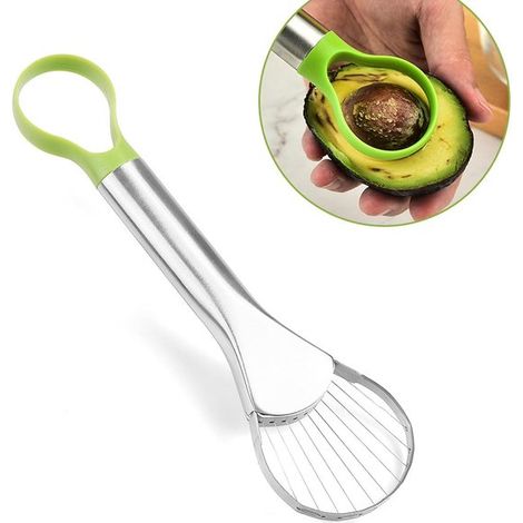 Cortador de aguacates, cortador de frutas, utensilio de cocina de acero inoxidable, pelador y removedor de huesos de aguacate. (1/5)