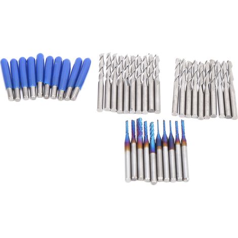 40 Pièces Fraises CNC 3.175mm en Acier Tungstène pour Gravure et Travail du Bois