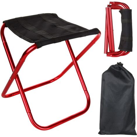2Pcs Red Portable Folding Stool with 2xStorage Bags,Camping Stool, Aluminum Seat Outdoor Collapsible Camp Stool with Oxford Small Stool Lightweight Camping Accessories for Picnic, BBQ, Hiking