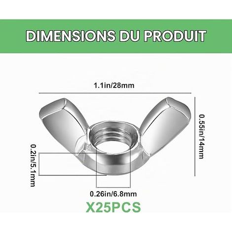 Wing Nuts M8 Stainless Steel Wing Nuts Wing Nuts Metric Thread M8 Wing Nuts (1/4)