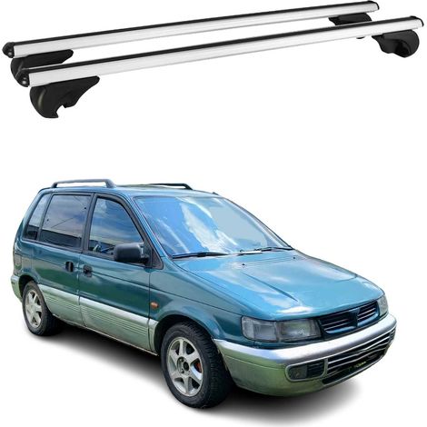 OMAC Barres de toit en aluminium pour Mitsubishi Space Wagon II 1998-2004 – TÜV / DIN 75302:2019 – Antivol inclus – Charge max 75 kg – 2 barres Argent (1/4)