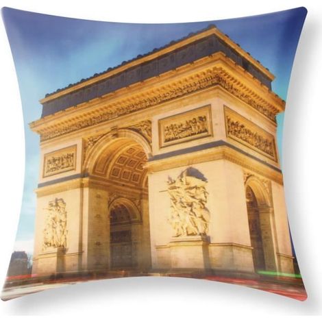 Housses de Coussin - AVIZAR - Lot de 2 - 40x40 cm - Motif Arc de Triomphe - Multicolore (1/5)