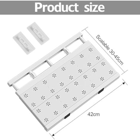 étagères réglables pour armoire, étagère extensible sans clous, séparateur d'étagères pour cuisine, salle de bain, étagères pour penderie (42 cm de large, longueur réglable 30 à 45 cm) (1/4)
