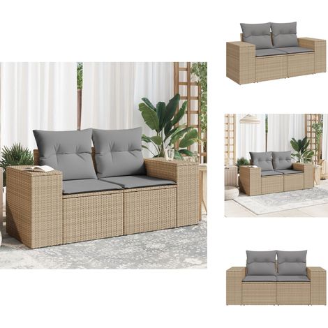 Canapé de jardin avec coussins 2 places beige résine tressée - Canapé De Jardin - Meuble De Jardin - Salon De Jardin - Résine Tressée - Rotin Synthétique (1/5)