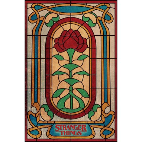 Stickers repositionnables - Stranger Things - Motifs Floraux Fenêtre Rose (1/5)