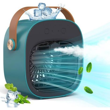 Aire acondicionado portátil recargable KZQ, batería de 4000 mAh, 3 velocidades de ventilador, humidificador incorporado. (1/4)