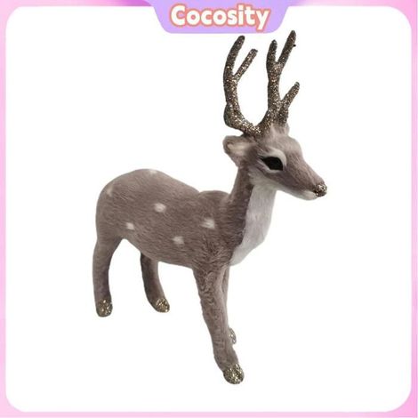 Cocosity Ornement de cerf de simulation Simulation de cerf ornement mignon gris léger doux confortable au toucher deco decoration (1/5)