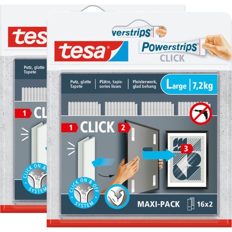 Lot de 2 — tesa Powerstrips CLICK - Pastilles adhésives Large - 16 x 2 pcs (1/5)