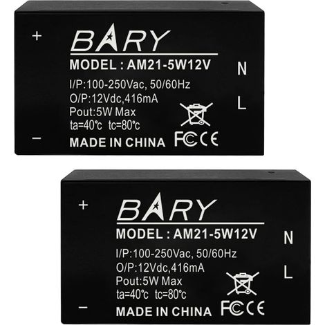 2pcs AC-DC Commutation Buck Alimentation 100V 250V à 5V 5W 416mA Abaisseur de Tension Isolation Stabilisée Adaptateur Secteur pour Lampe LED MCU Smart Home AM21-5W12V (1/5)