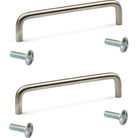2x Poignée de meuble acier finition nickel brossé entraxe 128mm longueur 136mm hauteur 30mm Placard Porte Cuisine Armoire Tiroir Buffet (1/2)