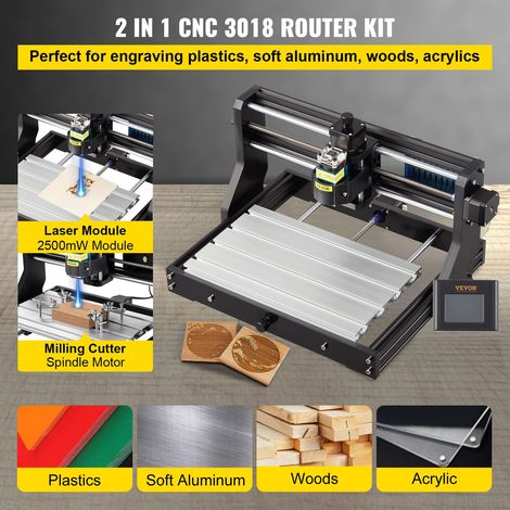 Machine à Graver CNC 3018 Graveur 2500 mW Zone de Travail 30x18x4,5 cm, Carte de Contrôle GRBL, Haute Précision, pour Graver Bois,… (1/5)