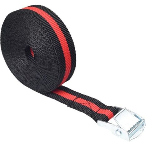 Zurrgurt mit Metallschnalle, 2.5cmx50cm, Schwarz Rot