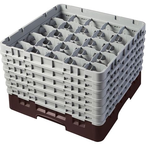 Casiers de lavage - 25 cases à verres haut max 29.8 cm - 50 x 50 x 34.9 cm - Brun - Lot de 2 - Cambro