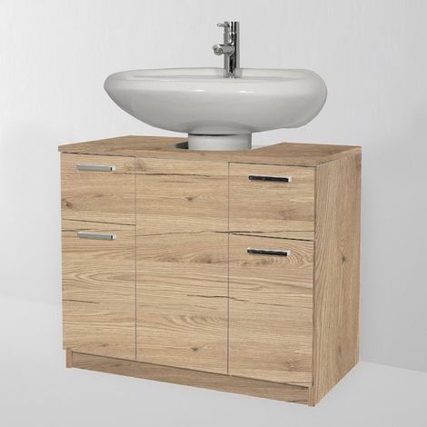 Mobile Copricolonna Bagno Universale 70 X 46 con ante e cassetti QUERCIA NATURALE