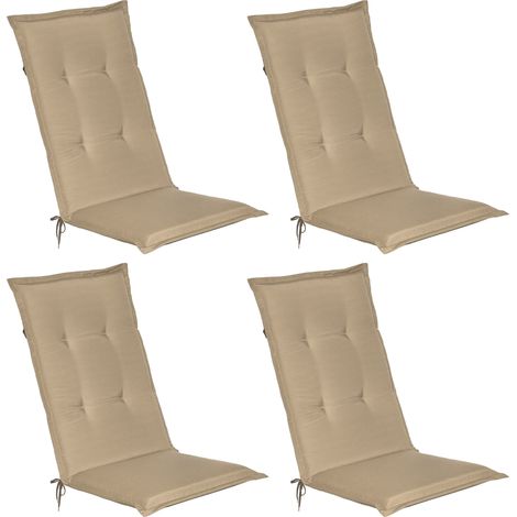 Beautissu 4er Set Hochlehner Auflagen Loft HL 120x50x6cm Natur