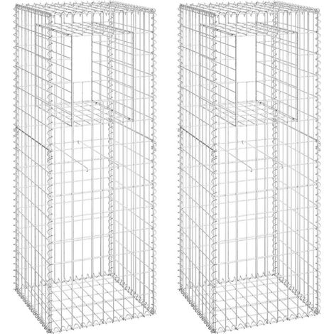 vidaXL Gabion Basket Posts 2 pcs 50x50x140 cm Iron