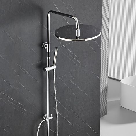 Görbach Regendusche ohne Armatur, Edelstahl Duschsystem Chrom, XXL Kopfbrause Ø30 cm, Höhenverstellbare Duschsäule (1/5)