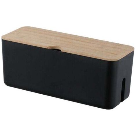 Cable Box Range Cable Rangement(Noir), Boîte pour câbles, Boîte Cache-Câble pour Garder Les Câbles Bien Rangés,Boite Rangement pour Cables Chargeurs et Multiprises,Pieds en Caoutchouc