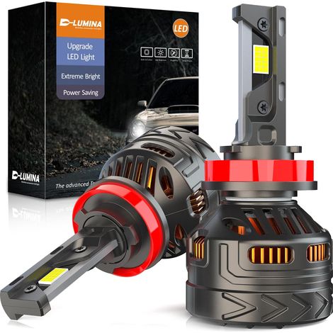 H8/H11 LED Bulb, 180W 40000LM 6500K Cool White 800% Brightness Super Bright Xenon H8/H11 LED Car Conversion Kit IP68 Waterproof 360 Degree Adjustable Beam Angle (1/5)