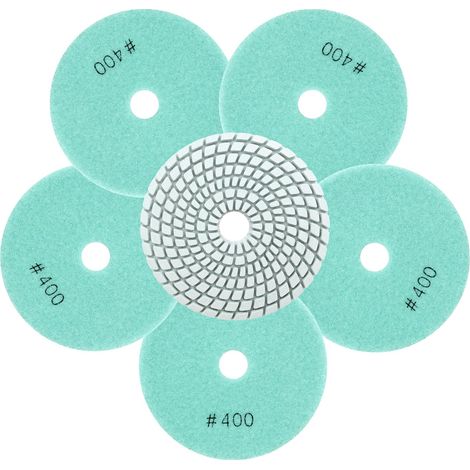 Disques de Polissage Diamant Grain 400-6 Pièces Disques Poncage Marbre Humide 100mm pour Granit Marbre Quartz Pierre Artificielle, pour Meuleuse d'Angle (1/5)