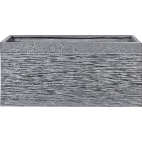Maceta de fibras de arcilla gris 80 x 37 x 38 cm para interior y exterior rectangular Myra