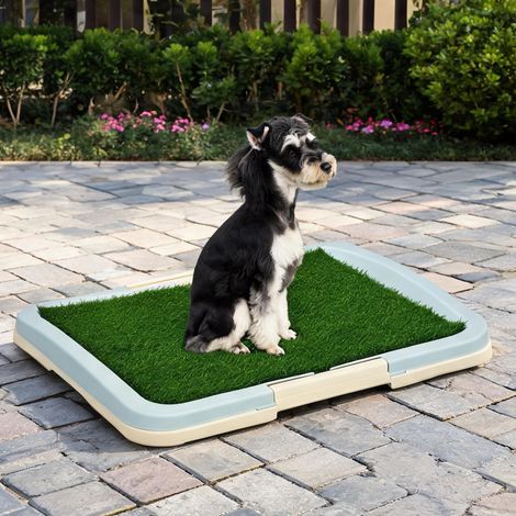 Bac à litière pour chien avec tapis gazon plateau et grille 63 x (1/5)