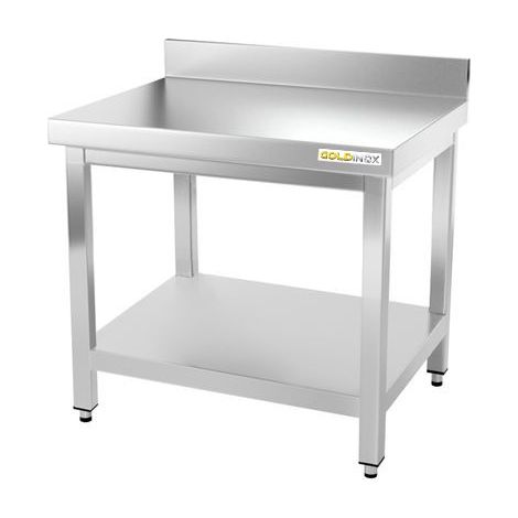Table de travail en inox soubassement 700 x 700 mm adossée PREMIUM - GOLDINOX (1/4)