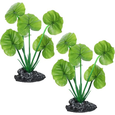2PCS Fish Tank Plants Artificial, Aquarium Plants Artificial 16cm Aquarium Plant Decor Fishtank Ornament Green Leaves Natural Realistic Design Aquariums Decor Plant (1/5)