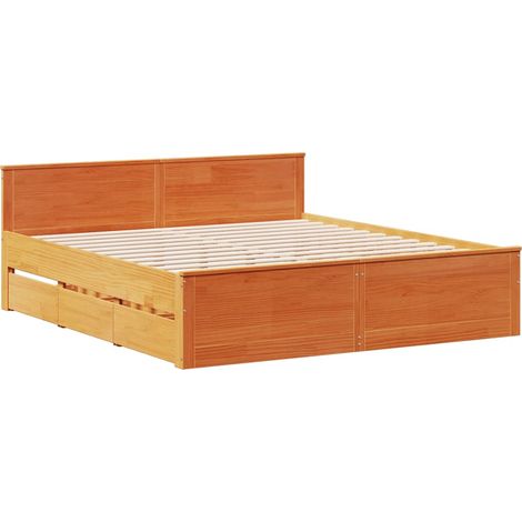 Cadre de lit sans matelas avec tête de lit 200x200 cm bois pin vidaXL (1/5)